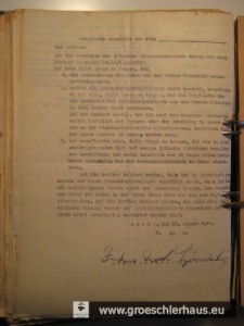 Die von Julius Gröschler am 26. Jan. 1940 von den Behörden erzwungene Erklärung.