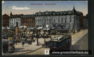 Der Bismarck-Platz in Wilhelmshaven um 1915 auf einer zeitgenössischen Postkarte.