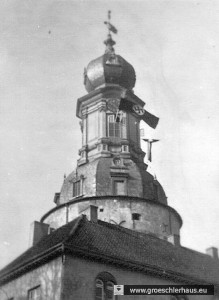 Der Schlossturm von Jever während der Festwoche von 1936 (Archiv H. Peters)