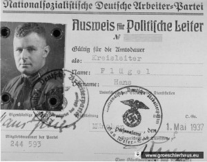 Ausweis des NSDAP-Kreisleiters Hans Flügel (1894 - 1991) von 1937 (Archiv H. Peters) 