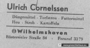 Abb. 6: Briefkopf Cornelssen von 1954 (NLA Oldenburg)