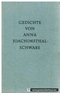 Titeleinband der 2. Auflage des Gedichtbandes von Anna Joachimsthal-Schwabe. Repro Holger Frerichs.