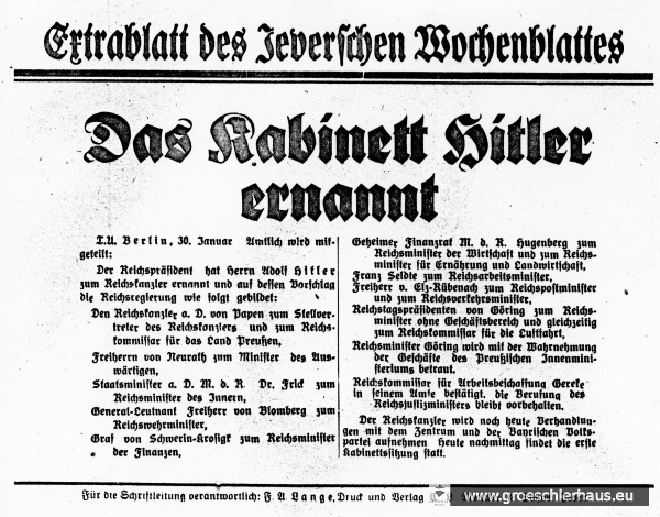 Extrablatt vom 30. Januar 1933
