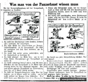 Schönfärbende Anleitung zum Gebrauch der Panzerfaust durch den „Volkssturm“ (JW 24.2.1945)