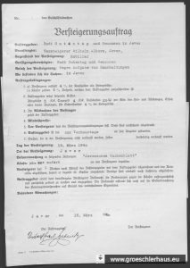 Auktionsauftrag durch Rudolf Gutentag, 15. März 1940. NLA OL, Bestand 231-3, Nr. 588.